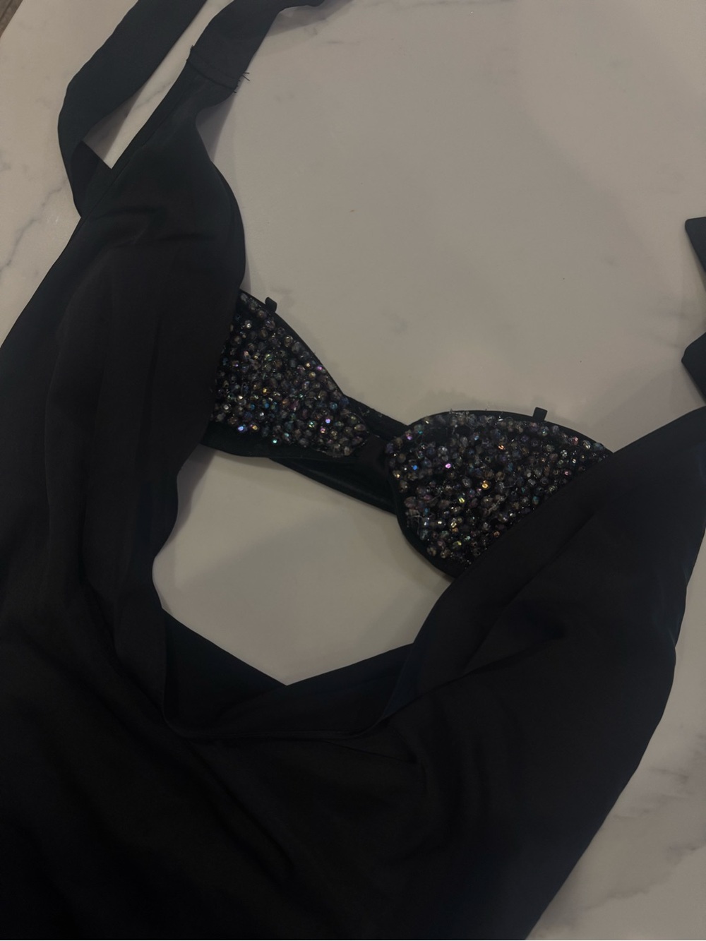 White Fox Boutique Black Handmade Embellished Jewels Halter Tank